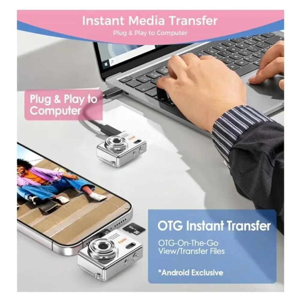Tiniest Digital Camera with 32G Memory Card, Easy Transfer, No App Needed